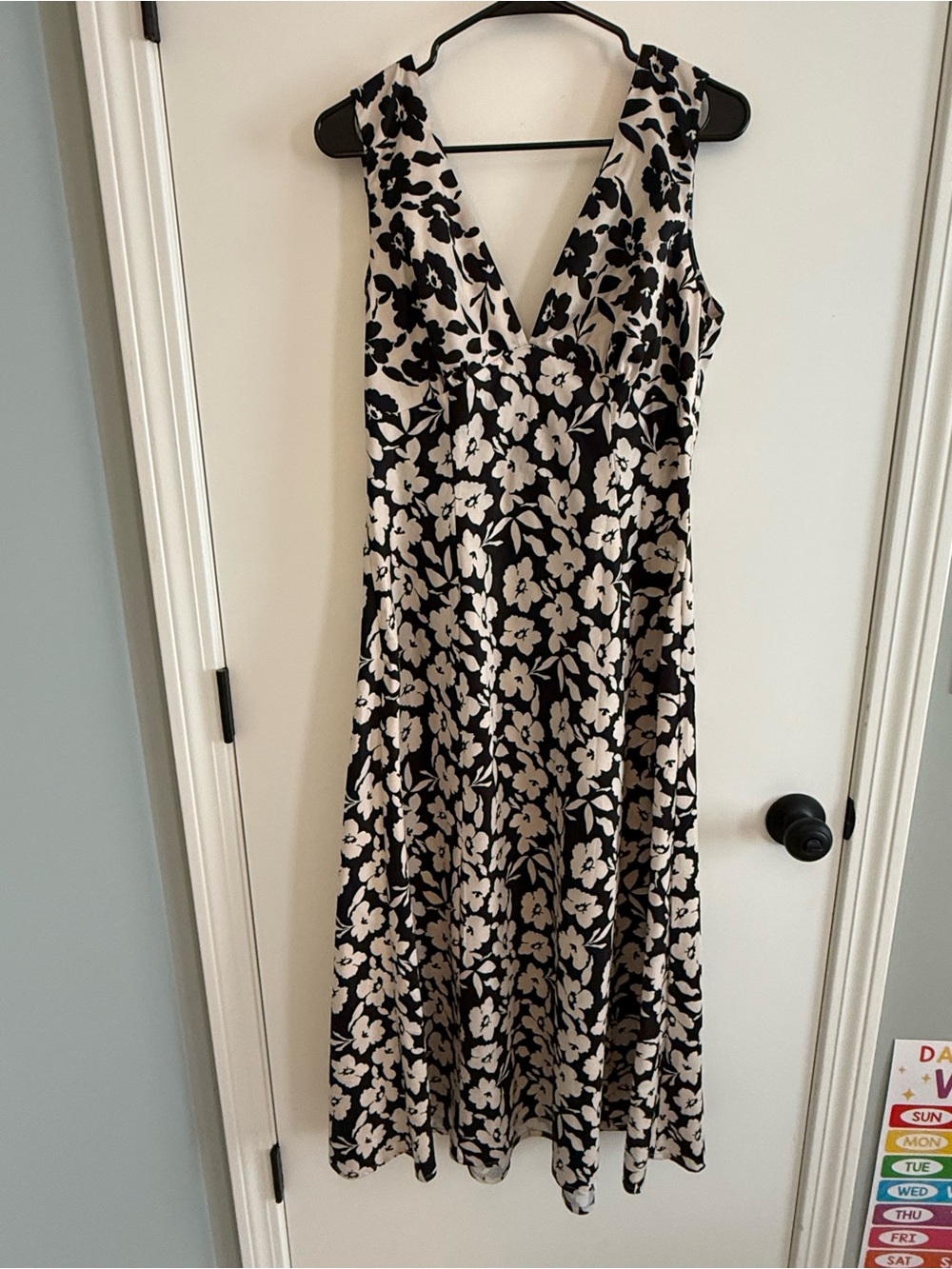 Cider Black & Cream Floral V-Neck Maxi Dress